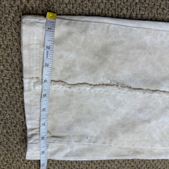 Zara Double Waistband Boho Freyed Tan and Cream wide leg Jeans NWOT Sz 6 - Picture 12 of 15
